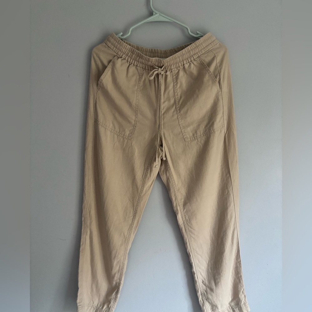 J. Crew  re-imagined   Tan  Drawstring Relaxed  Pants Stretch Waist SzXS